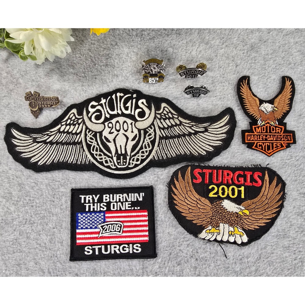 Harley-Davidson Sturgis 1999-2019 Motorcycle Rally Patches and Pins Lot of 8